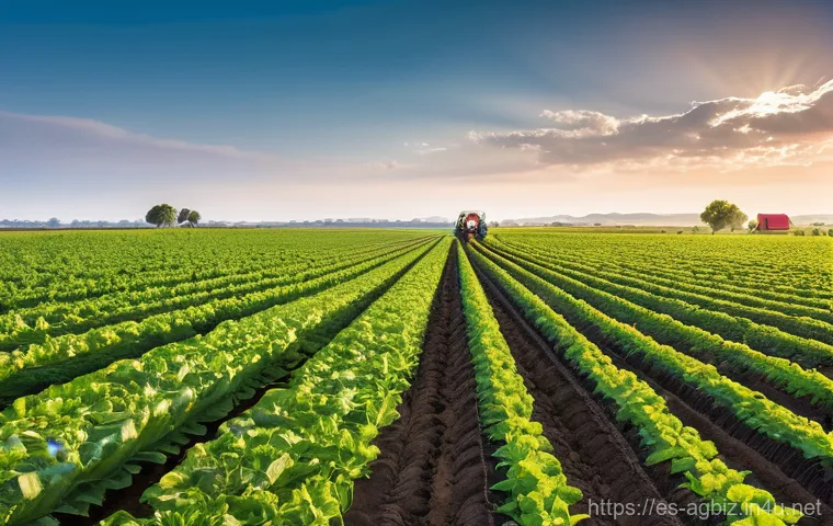 농업경영사 학습 자료 추천 - **Prompt:** A focused, modern Hispanic farmer, a woman in her late 30s, is diligently working at a s...