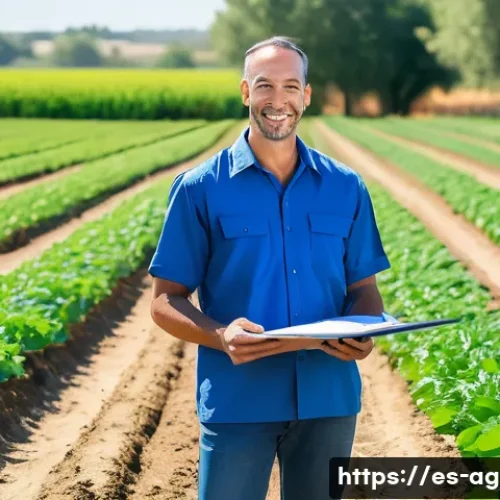 농업경영사 자격증 관련 법적 요건 - A professional agricultural manager in a well-maintained farm setting, wearing clean work clothes an...